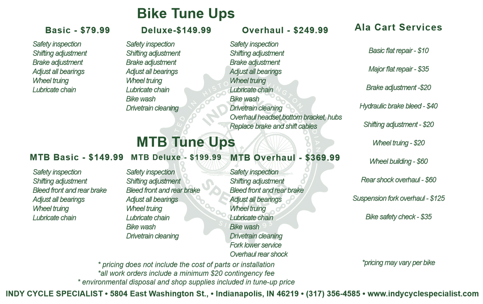 Full bike store tune up cost